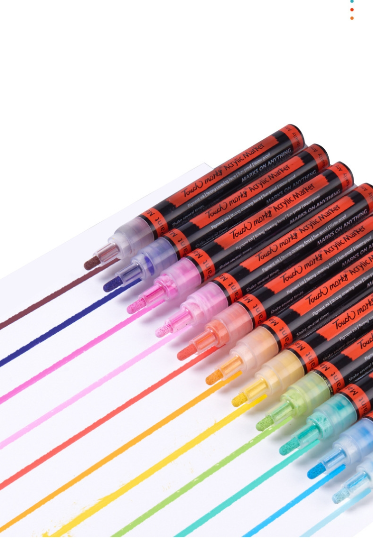 Set 12 de markere cu vopsea acrilica, Zola, varf 2 mm, rezistente la apa, pentru pictura pe hartie, panza, piatra, sticla, lemn, textile si ceramica, uscare rapida, multicolore Set 12 de markere cu vopsea acrilica, Zola, varf 2 mm, rezistente la apa, pentru pictura pe hartie, panza, piatra, sticla, lemn, textile si ceramica, uscare rapida, multicolore